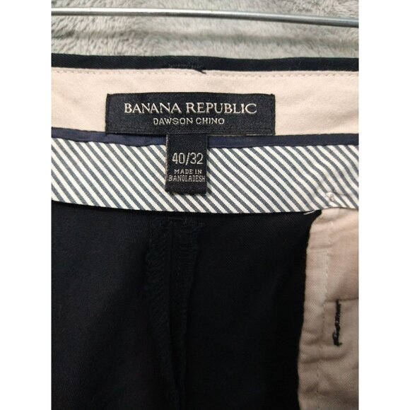 Banana Republic Pants Mens 40x32 Black Chino Dawson Wide Leg Flat Front Cotton - Picture 7 of 10